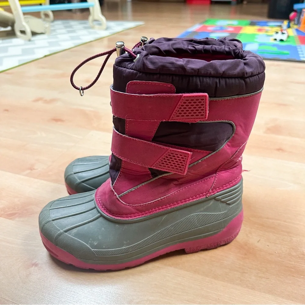 Lands End Pink & Gray Waterproof Insulated Winter Snow Boots Girls Size 6
